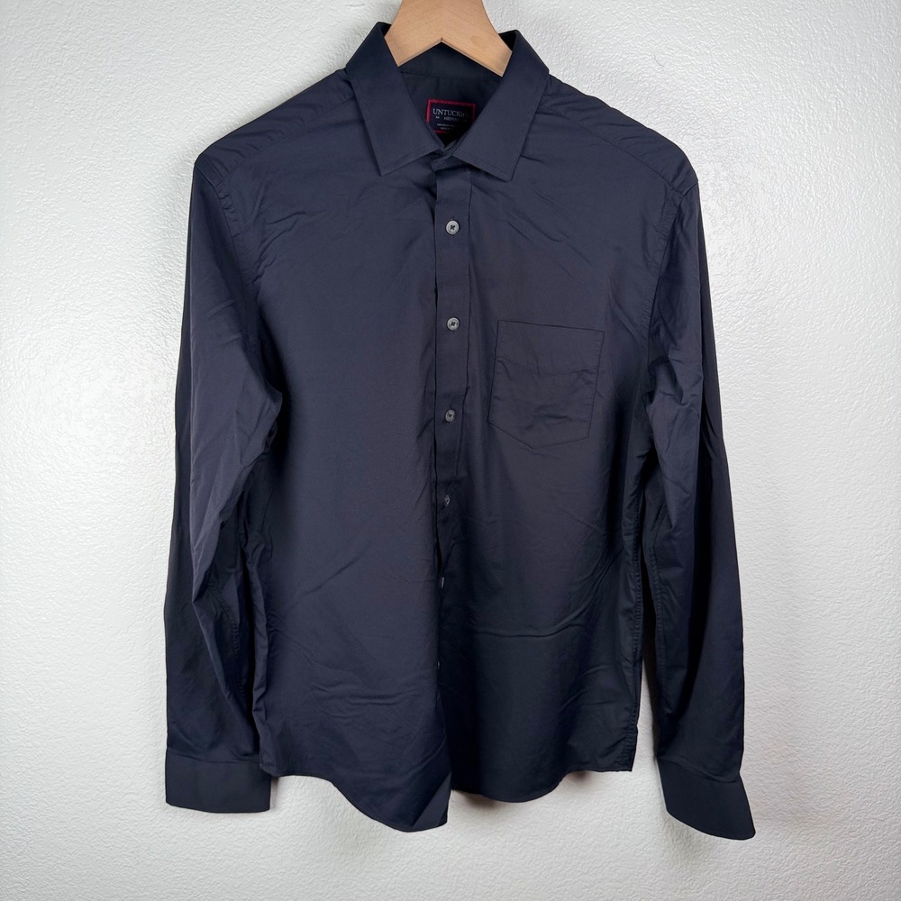 UNTUCKit Gironde M Regular Fit Long Sleeve Button Up Shirt Black Performance